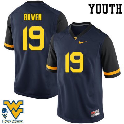 Youth West Virginia Mountaineers NCAA #19 Druw Bowen Navy Authentic Nike Stitched College Football Jersey TU15T24HD